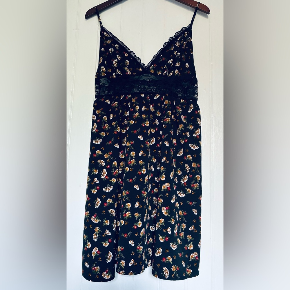 *3 for $20* SHEIN Black Floral Slip Dress/Nightgown, Lace Panels, Adjustable, XL